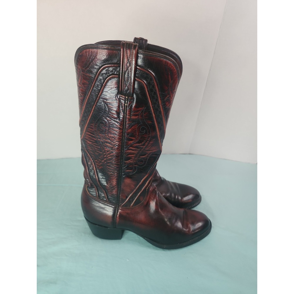Lucchese San Antonio Leather Boots Size 7.5 Black Cherry Vintage Cowgirl 8106ZZ